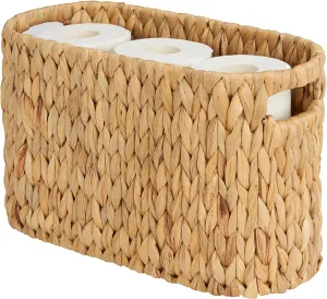 ELONG HOME Toilet Paper Storage Basket, Water Hyacinth Wicker Storage Holder for 6 Rolls Toilet Paper with Built-in Handles