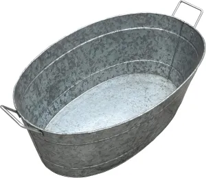 Embossed Design Oval Shape Galvanized Steel Tub with Side Handles, Large