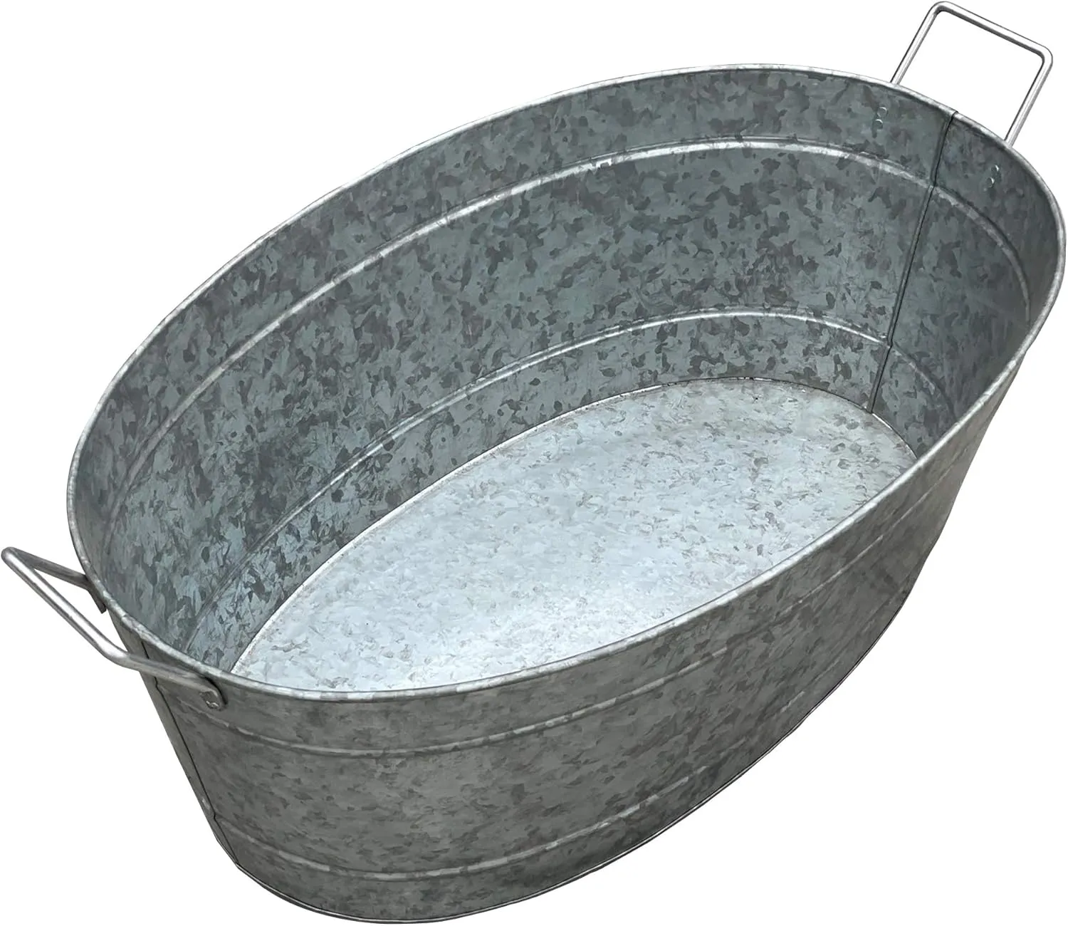 Embossed Design Oval Shape Galvanized Steel Tub with Side Handles, Large