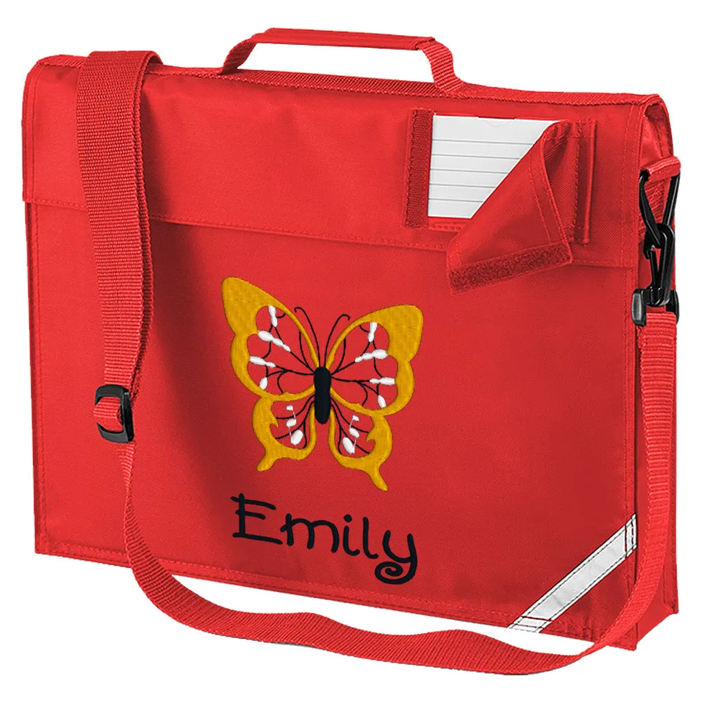 Embroidered Bookbag with strap- Butterfly