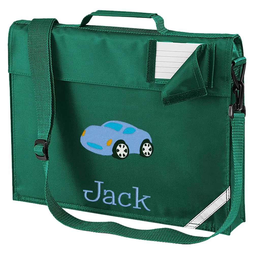 Embroidered Bookbag with strap- Car