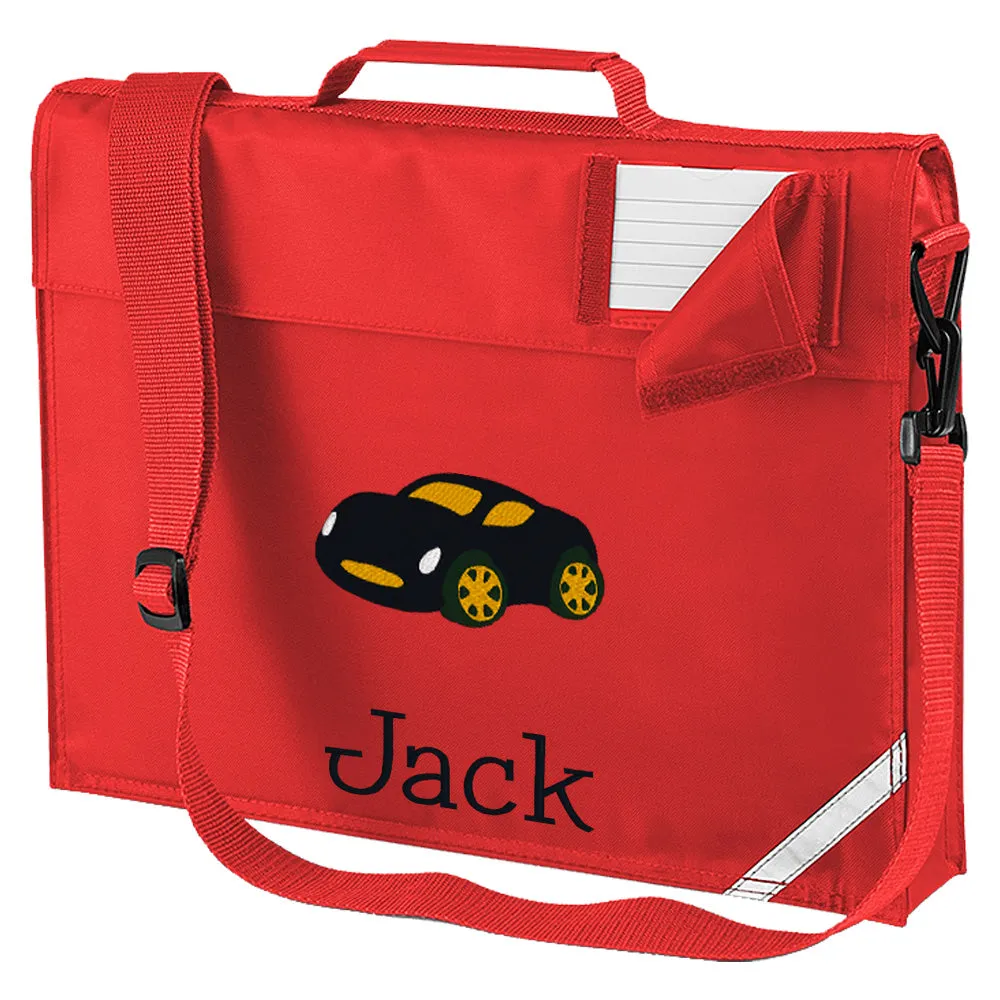 Embroidered Bookbag with strap- Car