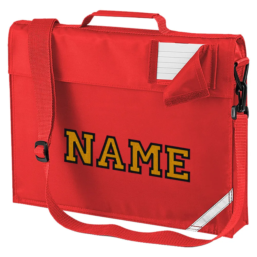 Embroidered Bookbag with strap- Elaborate Text