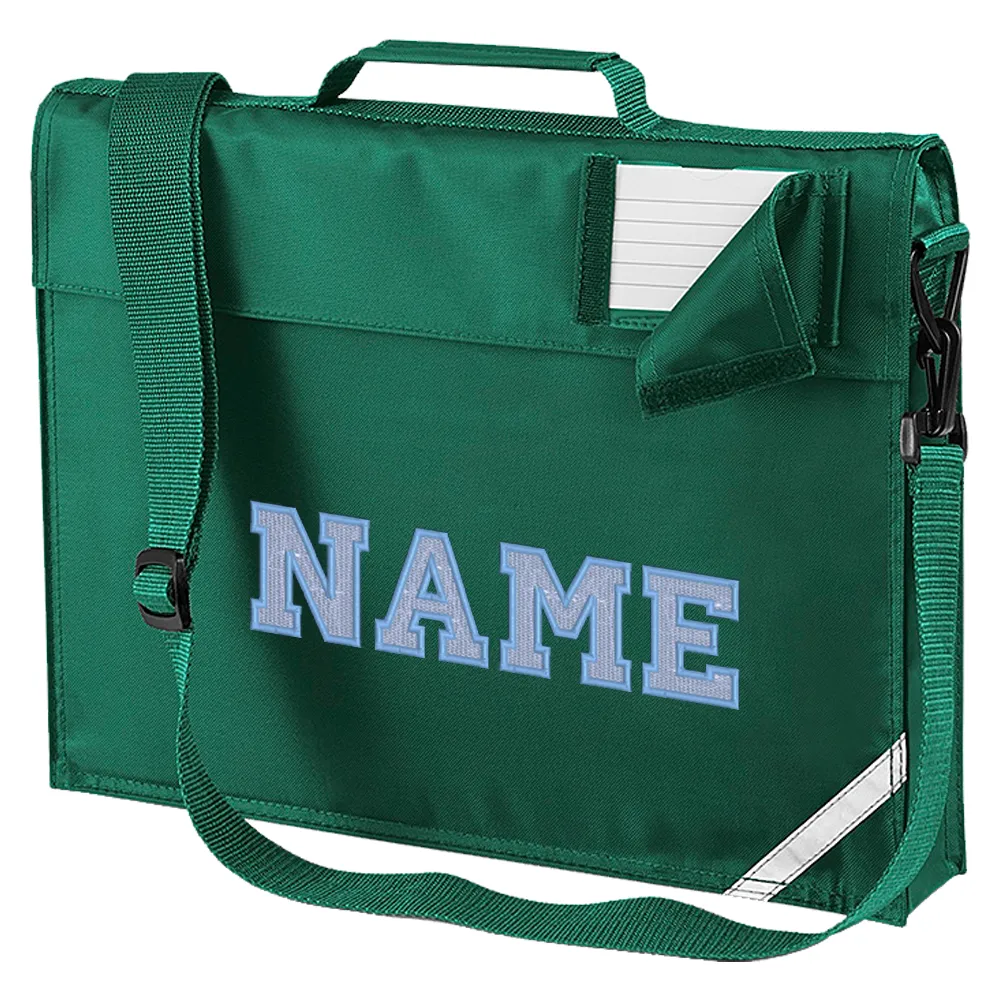 Embroidered Bookbag with strap- Elaborate Text