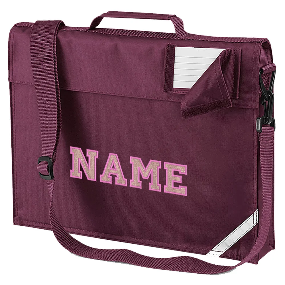 Embroidered Bookbag with strap- Elaborate Text