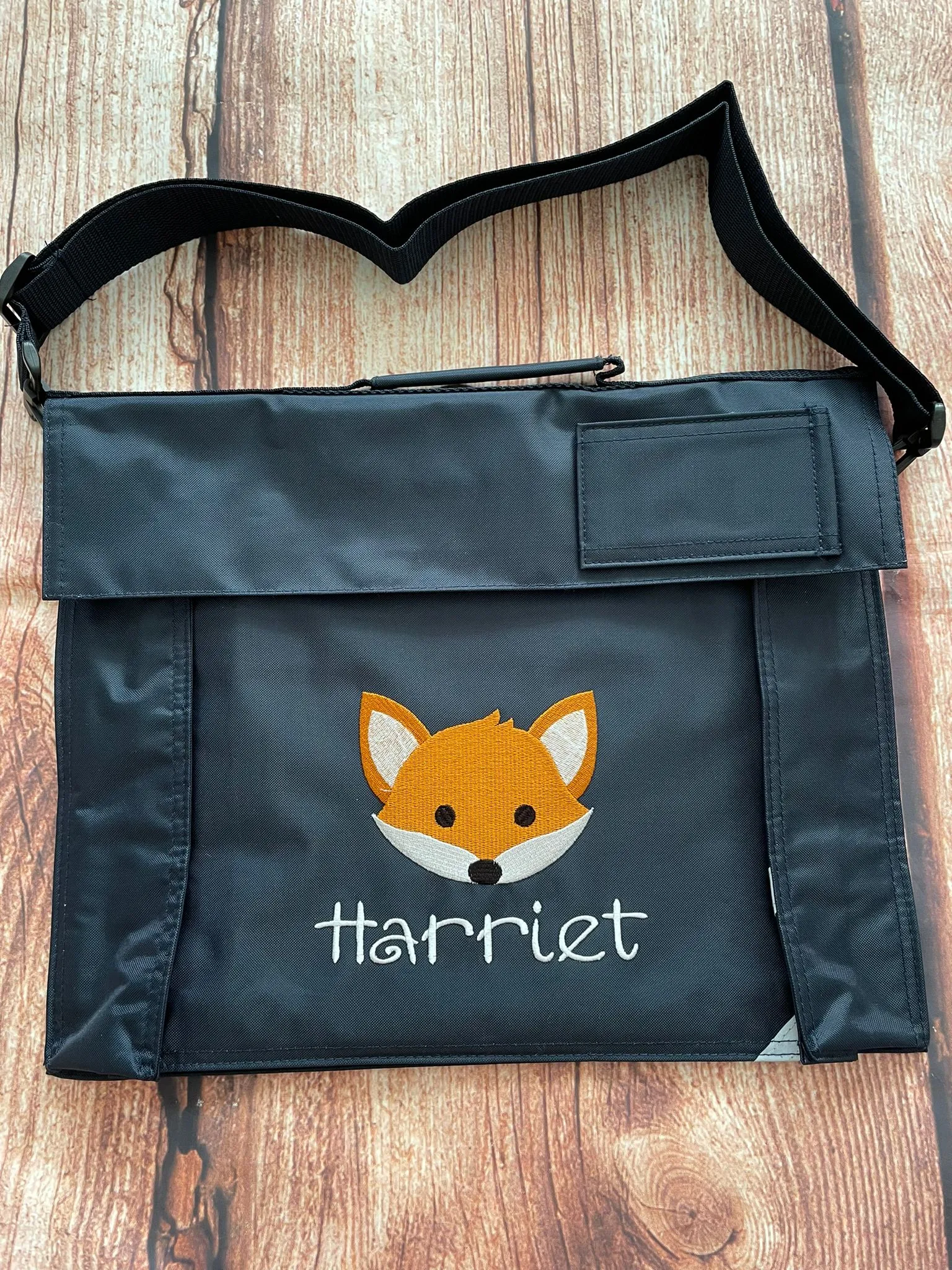 Embroidered Bookbag with strap - Fox