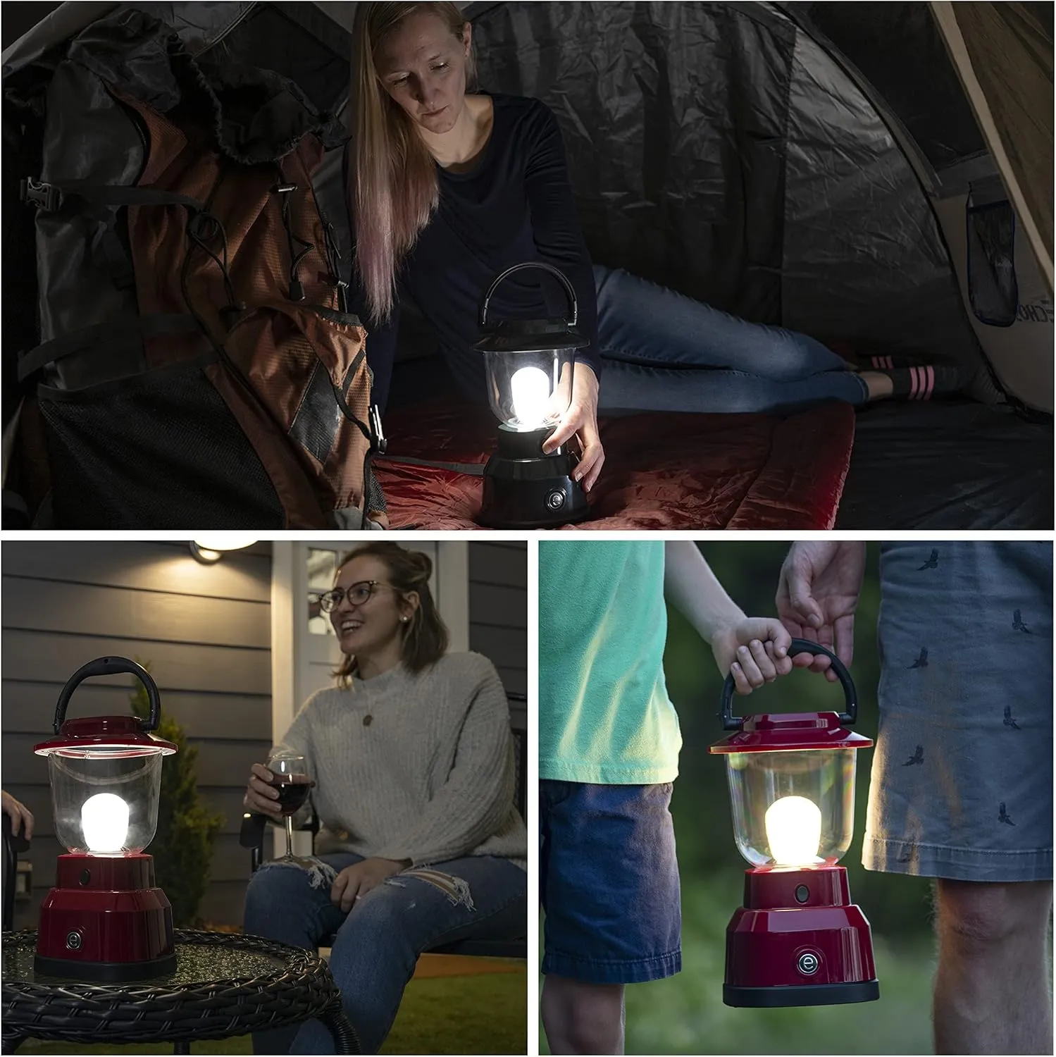 Enbrighten LED Large Camping Lantern, Battery Powered, USB Charging, 800 Lumens, 200 Hour Runtime, Carabiner Handle, Hiking Gear, Emergency Light, Blackout, Storm, Hurricane