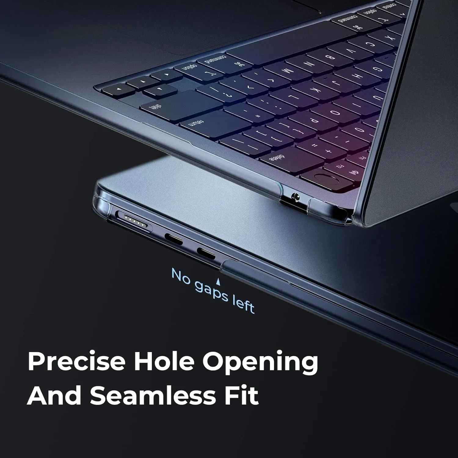 EooCoo Ultra Thin Armor Compatible with MacBook Air 13 inch Case M4 2025 2024-2022 M3 M2 A3240 A3113 A2681, 100% Match Midnight, Air 13.6" Matte Protective Case with Keyboard Skin, Midnight Clear