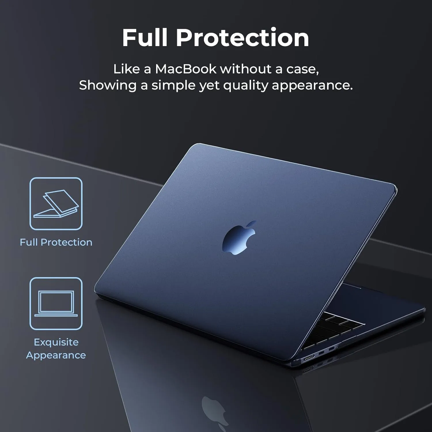 EooCoo Ultra Thin Armor Compatible with MacBook Air 13 inch Case M4 2025 2024-2022 M3 M2 A3240 A3113 A2681, 100% Match Midnight, Air 13.6" Matte Protective Case with Keyboard Skin, Midnight Clear