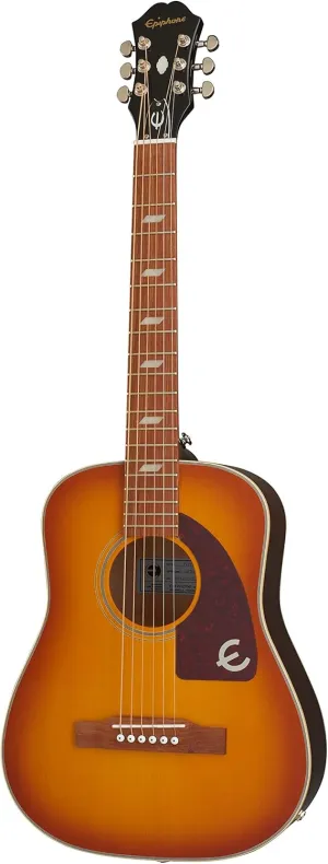 Epiphone Lil Tex Travel Acoustic Electric Guitar 22.68” scale, Faded Cherry with Gig Bag