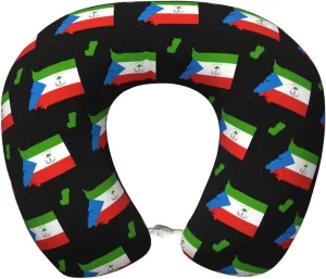 Equatorial Guinea Terrain Map Neck Pillow Memory Foam U-Shaped Travel Neck Pillow for Airplanes Car Home