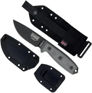 ESEE -3 Plain Edge Blades & Micarta Handles with Molle Back Sheath, Black