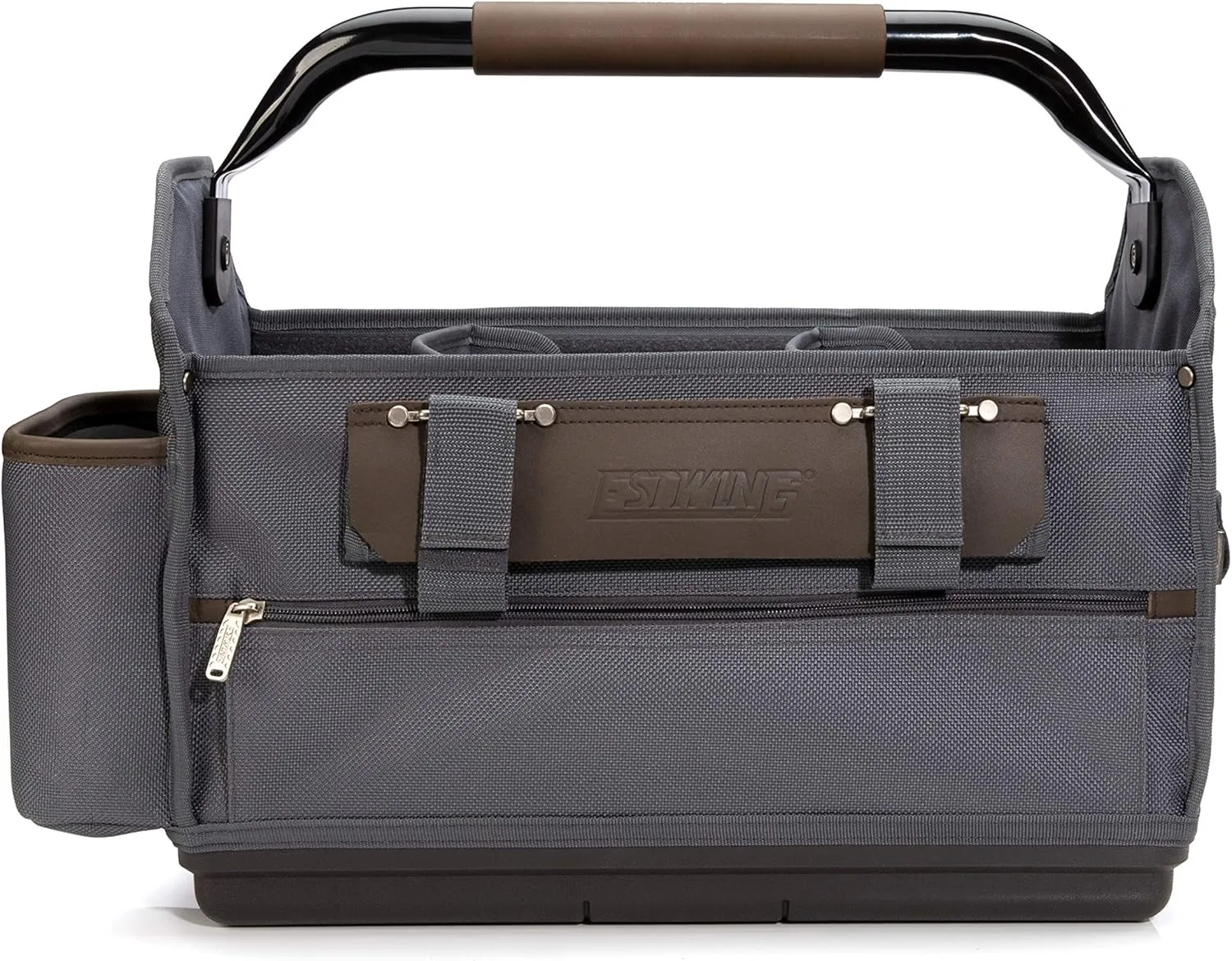 Estwing 18-inch Professional Tool Tote Bag for Contractors, Removable Main Compartment Dividers, Multiple Pockets, Durable, Solid Base, Zippered Pocket, Shoulder Strap Included
