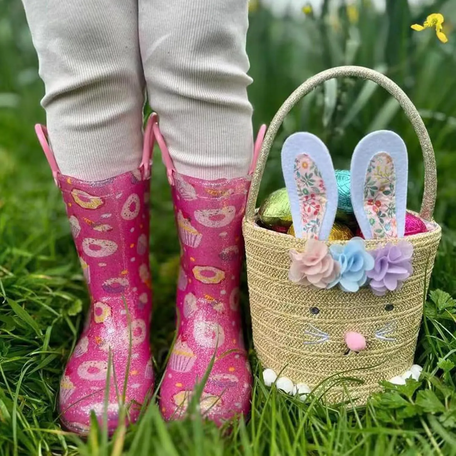 EUXTERPA Kids Toddler Light Up Rain Boots Boys Waterproof Patterns and Glitter Boots with Easy On Handles