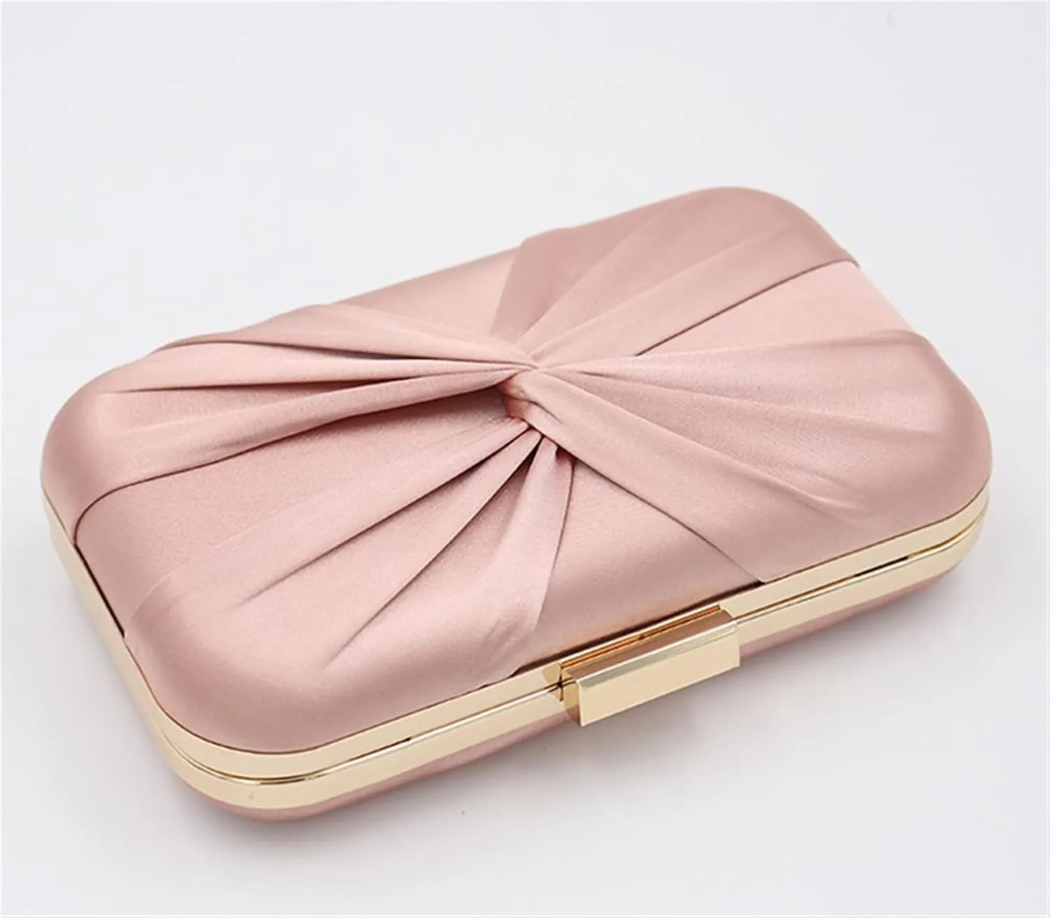 Evening Bag Clutch Purses for Women Pleated Satin Formal Handbag Simple Classy Purse with Detachable Chain