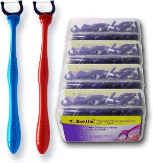Evolutionary Clean Dental Flossers, Kit of Refills Plus Long Handle (2 Handles   200 Refills)