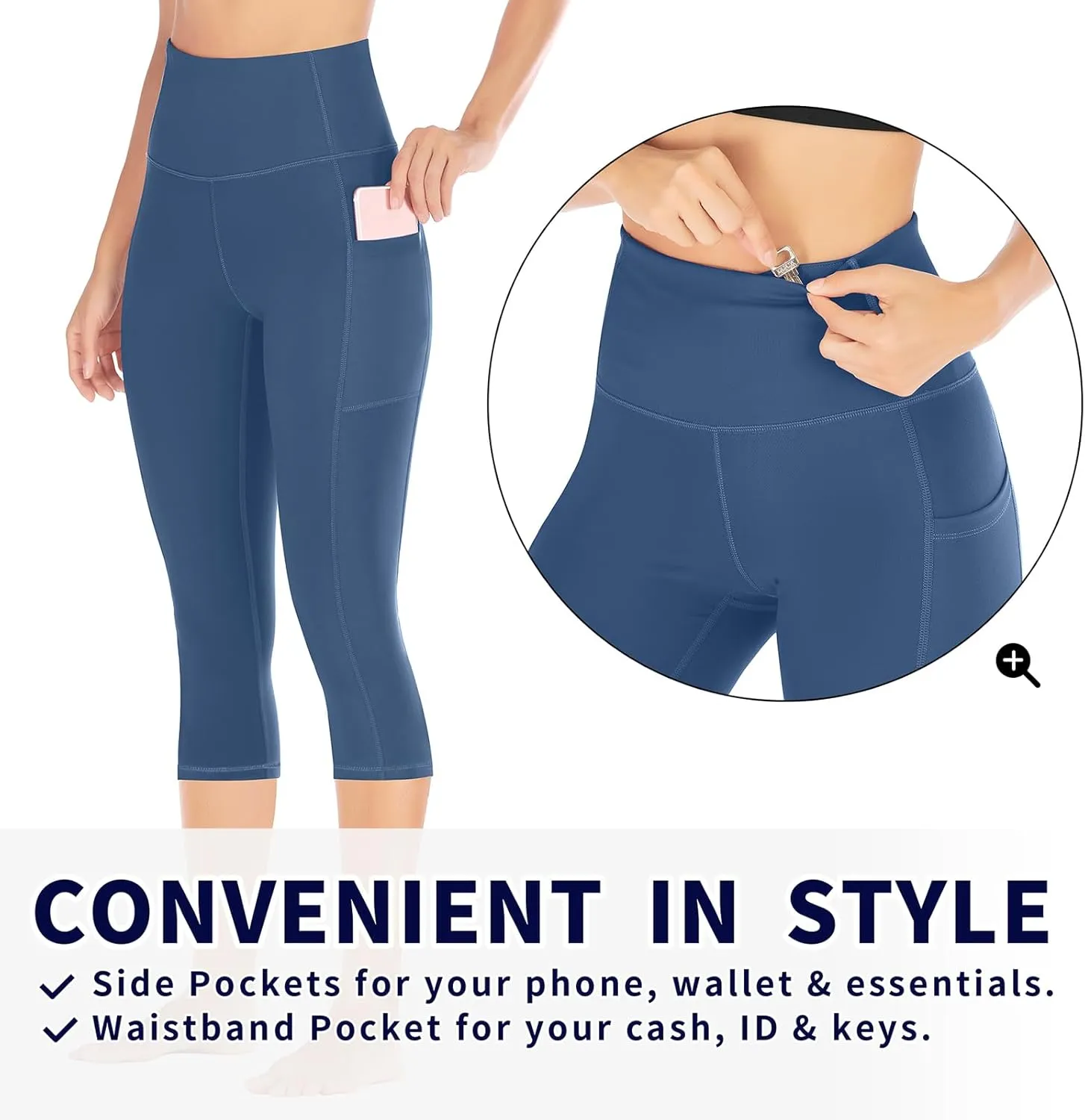 Ewedoos Womens Yoga Pants with Pockets Capri Leggings for Women Tummy Control Workout Leggings Compression Capris Pants