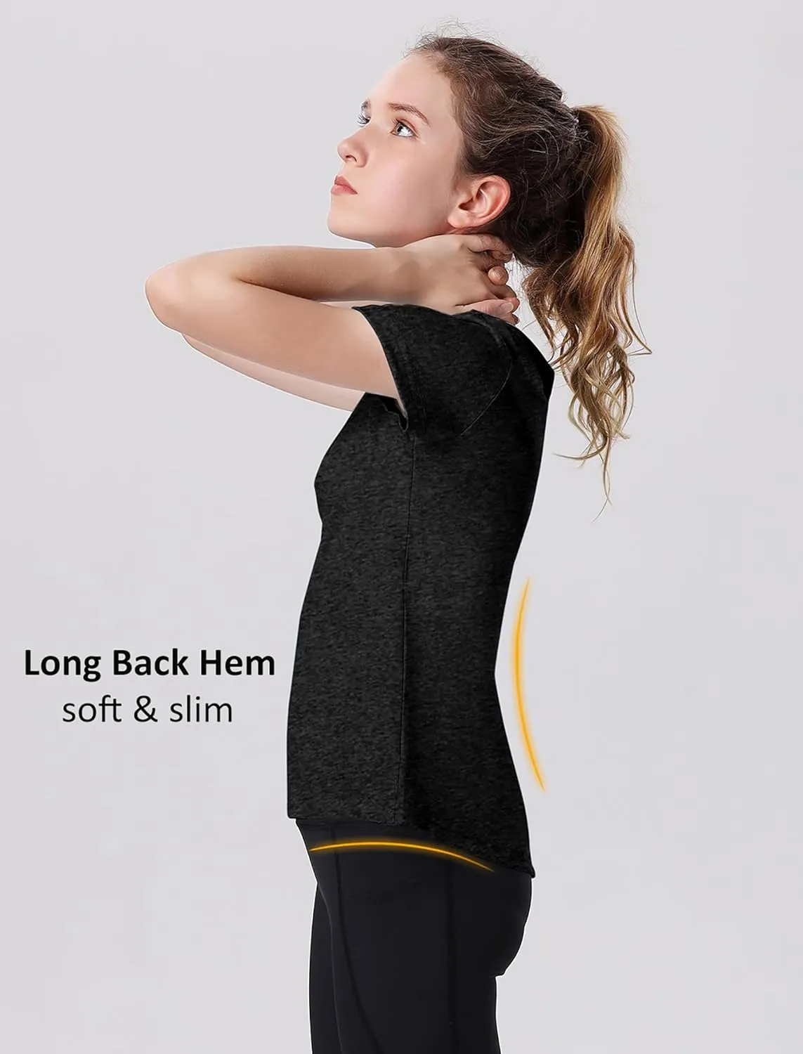 EXARUS 4 Pack Girls Athletic Shirts Quick Dry Shirts Short Sleeve T Shirts Tee Workout Activewear Tops for Tween