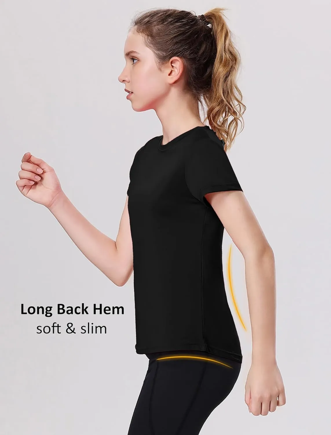 EXARUS 4 Pack Girls Athletic Shirts Quick Dry Shirts Short Sleeve T Shirts Tee Workout Activewear Tops for Tween