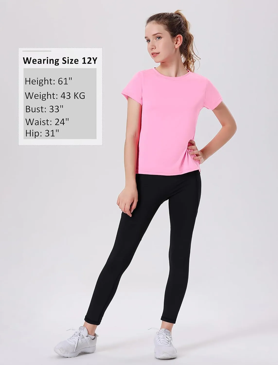 EXARUS 4 Pack Girls Athletic Shirts Quick Dry Shirts Short Sleeve T Shirts Tee Workout Activewear Tops for Tween