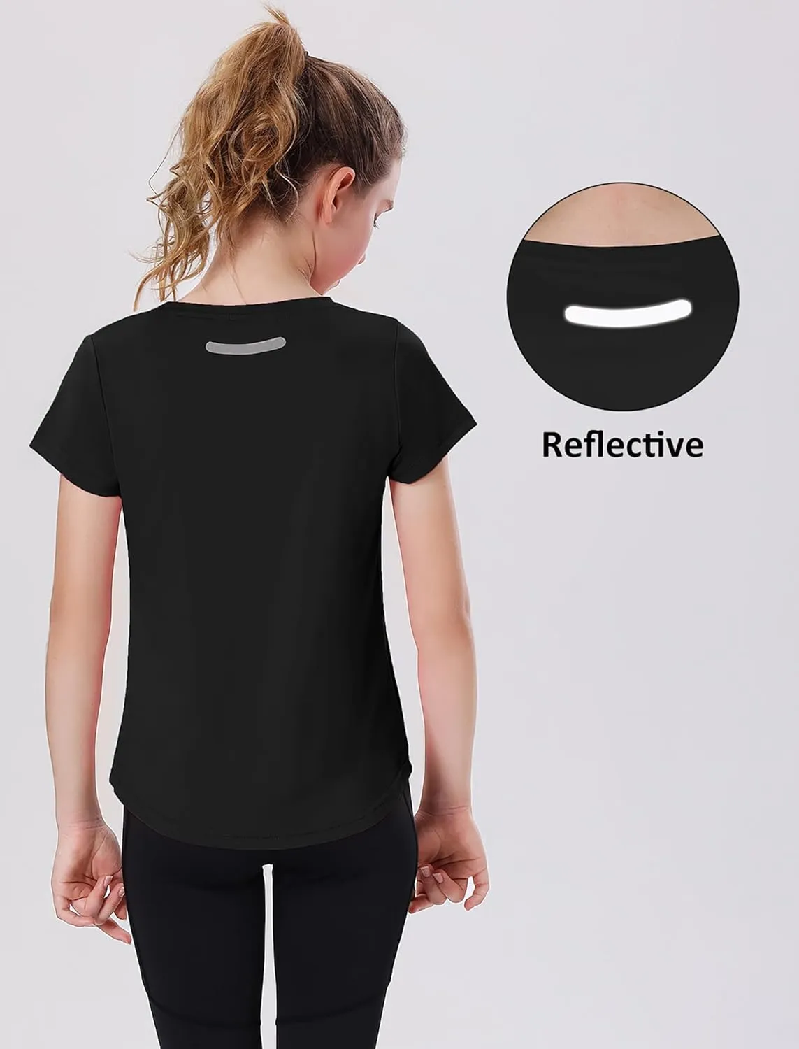 EXARUS 4 Pack Girls Athletic Shirts Quick Dry Shirts Short Sleeve T Shirts Tee Workout Activewear Tops for Tween