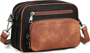 FADEON Crossbody Bags for Women Multi-pocket Leather Crossbody Purses, Designer Shoulder Bag Adjustable Removable Strap