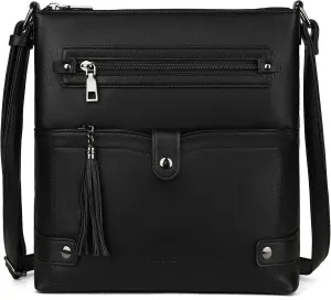FADEON Crossbody Purses for Women Crossbody Bag, Designer Multi Pockets Shoulder Travel Purses with Tassel