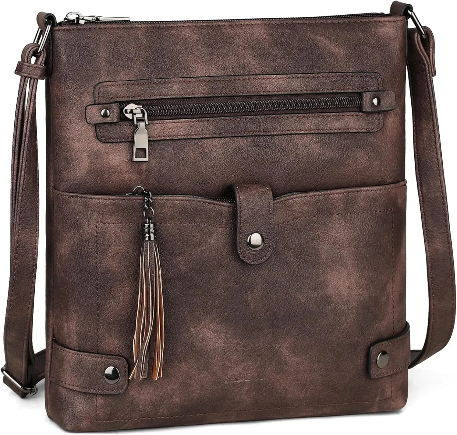 FADEON Crossbody Purses for Women Crossbody Bag, Designer Multi Pockets Shoulder Travel Purses with Tassel