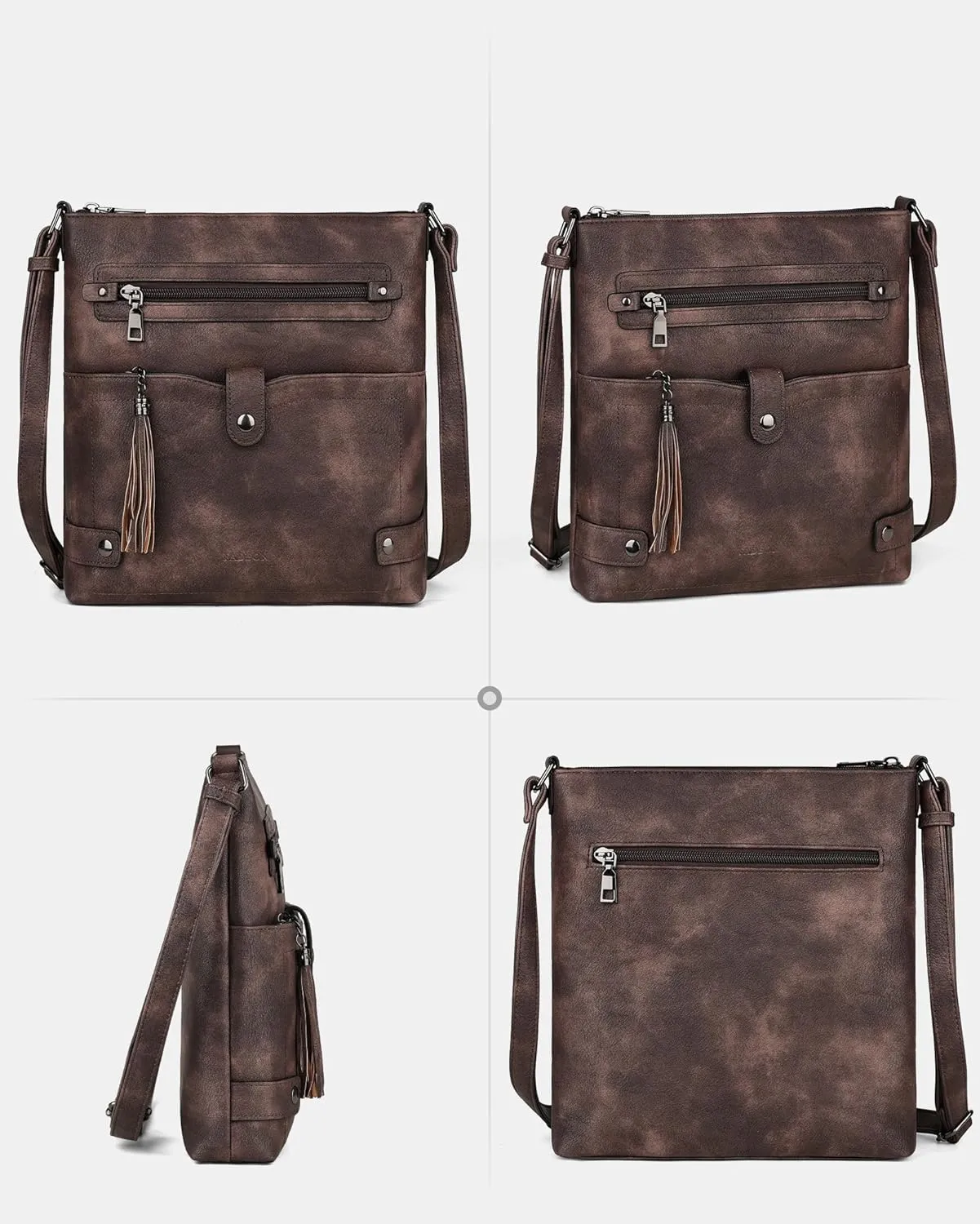 FADEON Crossbody Purses for Women Crossbody Bag, Designer Multi Pockets Shoulder Travel Purses with Tassel