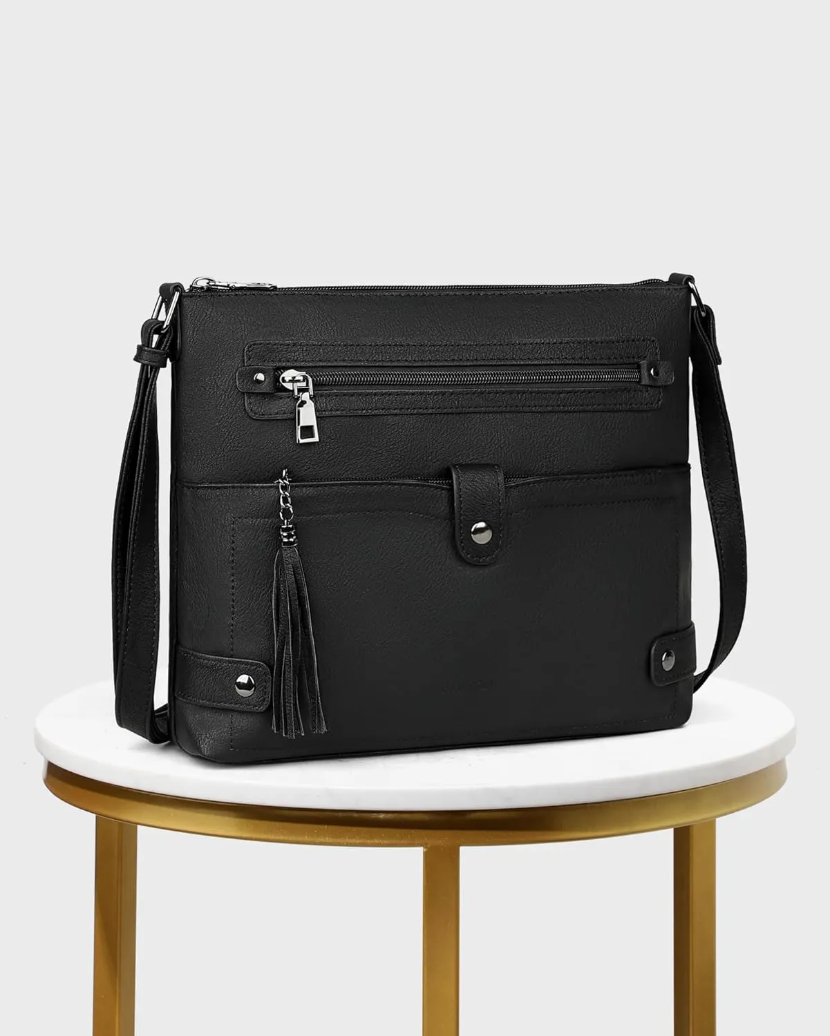 FADEON Large Crossbody Purses for Women Crossbody Bag, Designer Leather Cross Body Purses Multi Pocket Shoulder Bag