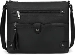 FADEON Large Crossbody Purses for Women Crossbody Bag, Designer Leather Cross Body Purses Multi Pocket Shoulder Bag