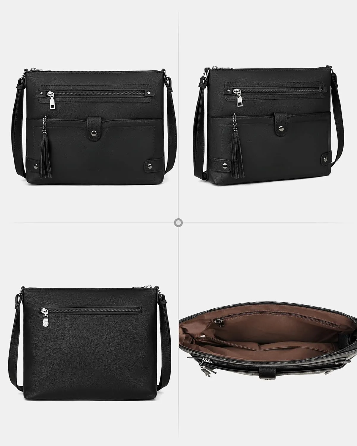 FADEON Large Crossbody Purses for Women Crossbody Bag, Designer Leather Cross Body Purses Multi Pocket Shoulder Bag