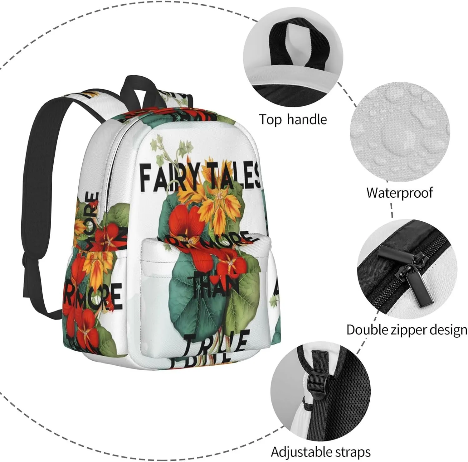 Fairy Tales Laptop Backpack Shoulder Bag Laptop Pack Travel Backpacks Commuter Back Pack Casual Daypack Bags With Side Pockets