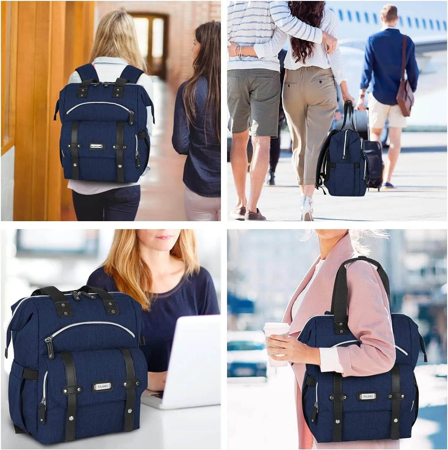 FALANKO Laptop Backpack for Women, Doctor Teacher Work Bookbag College Shoulder Bag with USB Port RFID Anti-theft, Nurse Travel Business Bag for Men Women Fit 15.6 Inch Computer