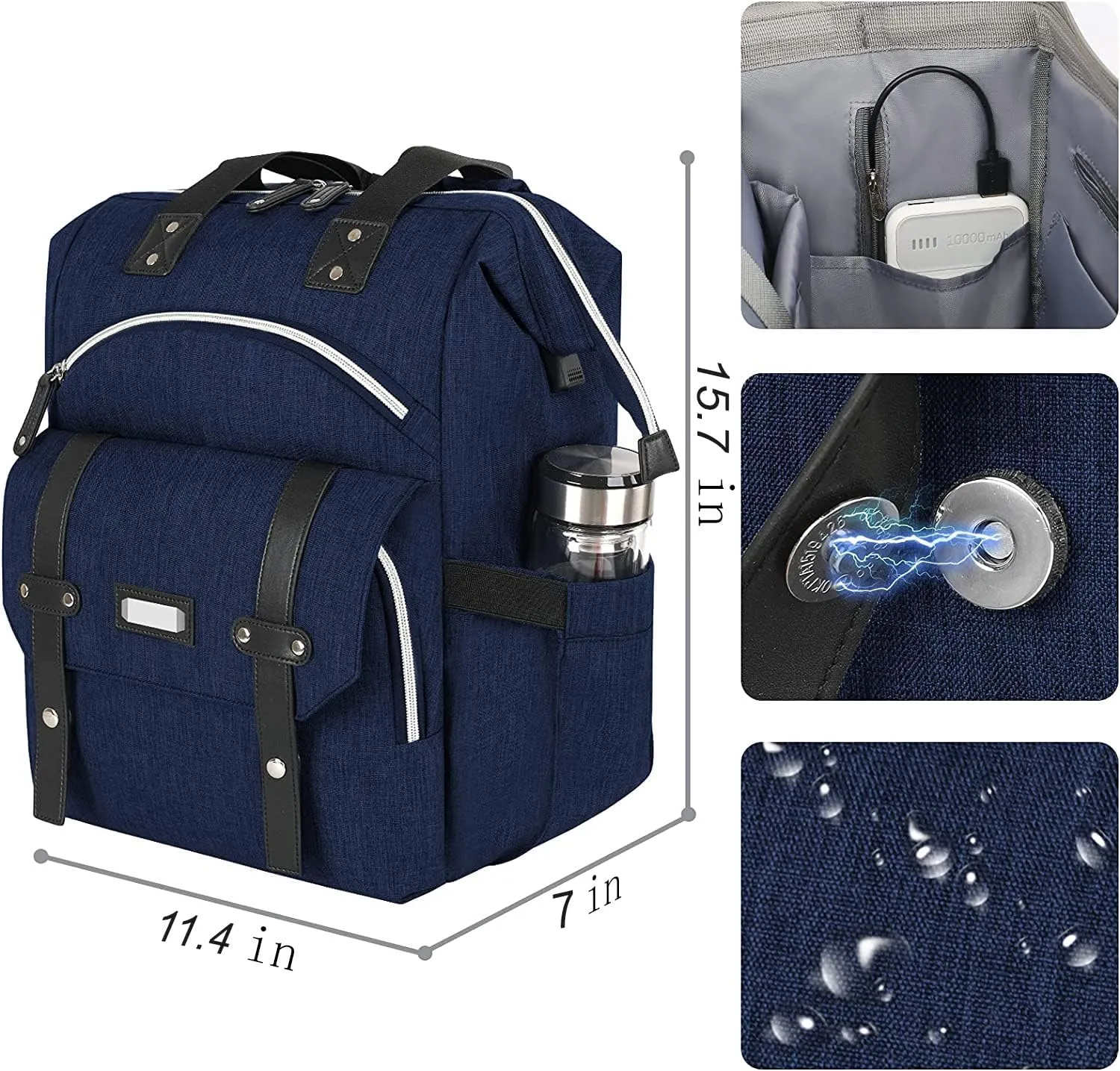 FALANKO Laptop Backpack for Women, Doctor Teacher Work Bookbag College Shoulder Bag with USB Port RFID Anti-theft, Nurse Travel Business Bag for Men Women Fit 15.6 Inch Computer