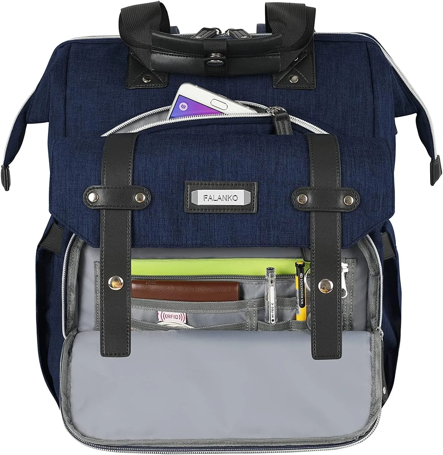 FALANKO Laptop Backpack for Women, Doctor Teacher Work Bookbag College Shoulder Bag with USB Port RFID Anti-theft, Nurse Travel Business Bag for Men Women Fit 15.6 Inch Computer