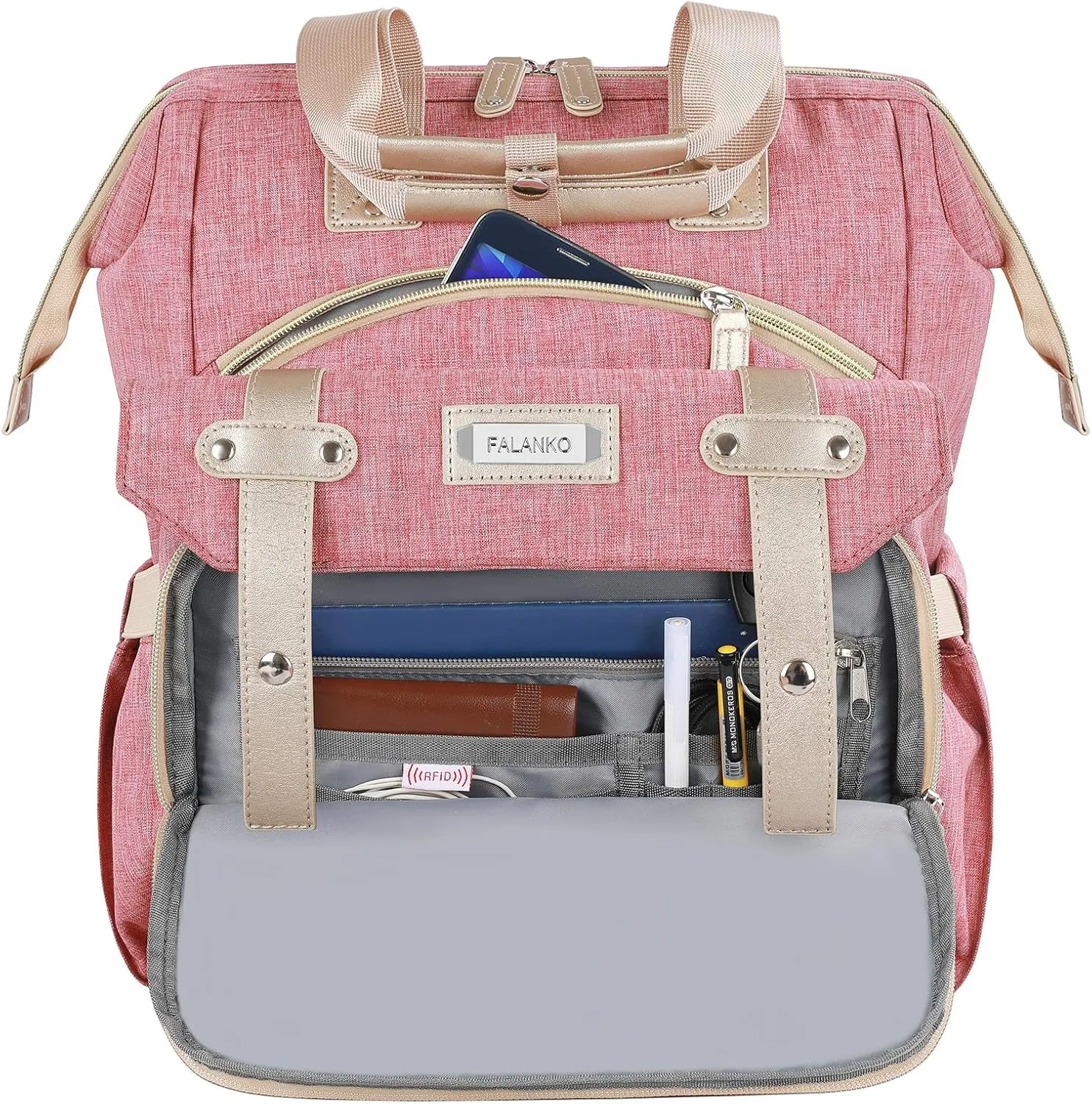 FALANKO Laptop Backpack for Women,Large Computer Backpack 17 Inch Laptop with USB Charging Port, Water Resistant Teacher work nurse Doctor Bookbag