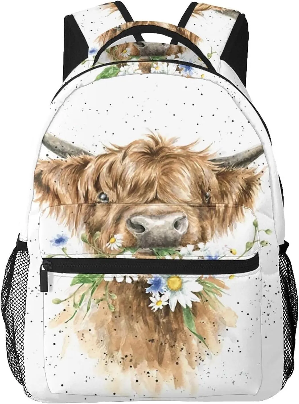 Fashion Highland Cow Backpacks 15in Laptop Backpack Multipurpose Double Shoulder Bag For Men Women Gifts