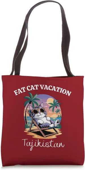 Fat Cat Vacation Tajikistan Travel Tote Bag