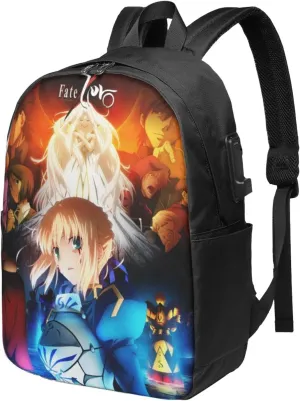 Fate Zero Fate Stay Night Laptop Backpack College Backpack Waterproof Durable Business Backpack With Usb Port Work Travel Casual Daypack 17 Inch