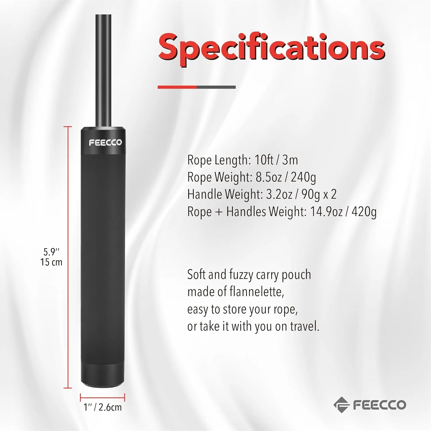FEECCO Weighted Jump Rope - Heavy PVC Ropes with Metal Handles and Ball Bearings