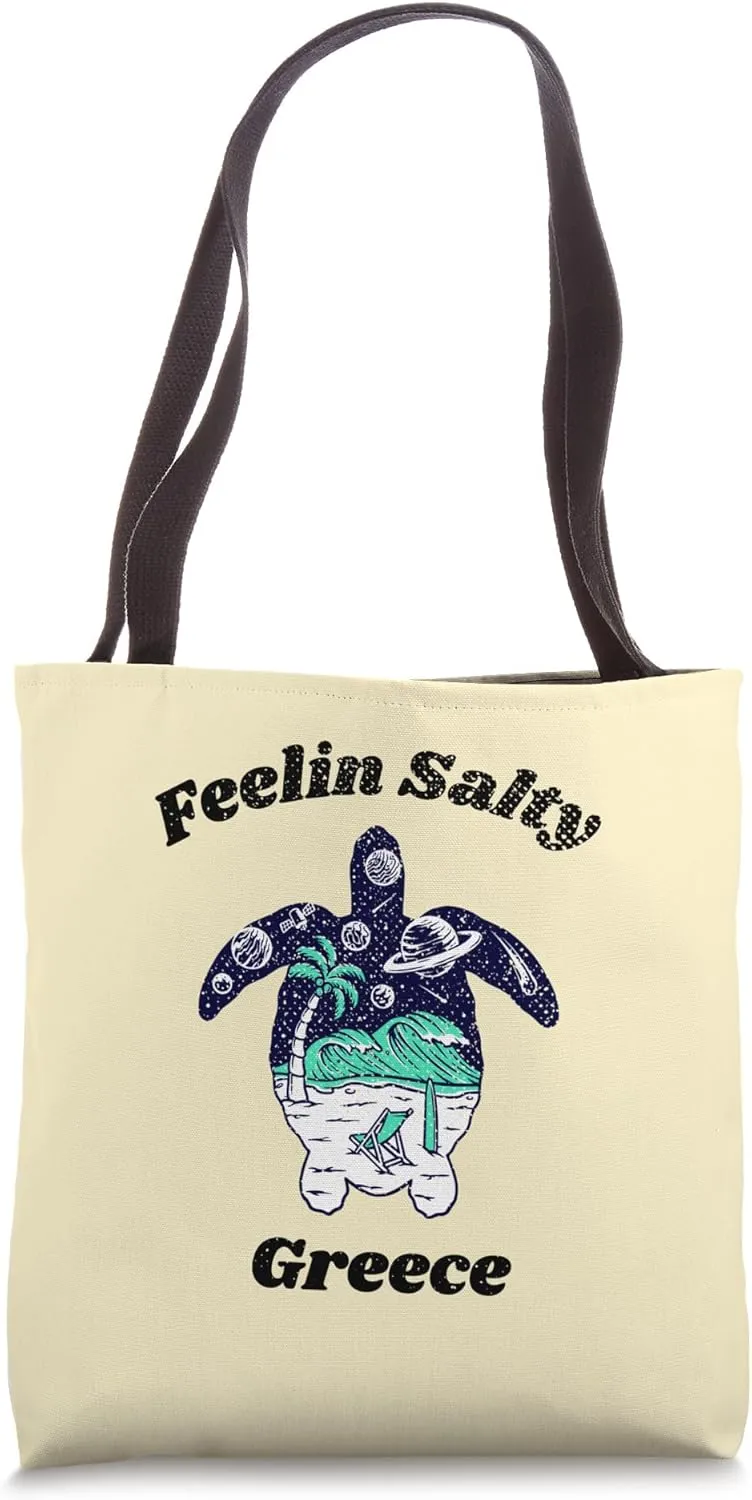 Feelin Salty Greece Vacation Travel Greece Tote Bag