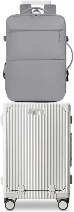 feilario 2 Piece Set 24in Aluminium Frame Hardside Spinner Wheel Luggage, Built-In TSA lock Carry on Suitcase with Cup Holder & Phone Holder