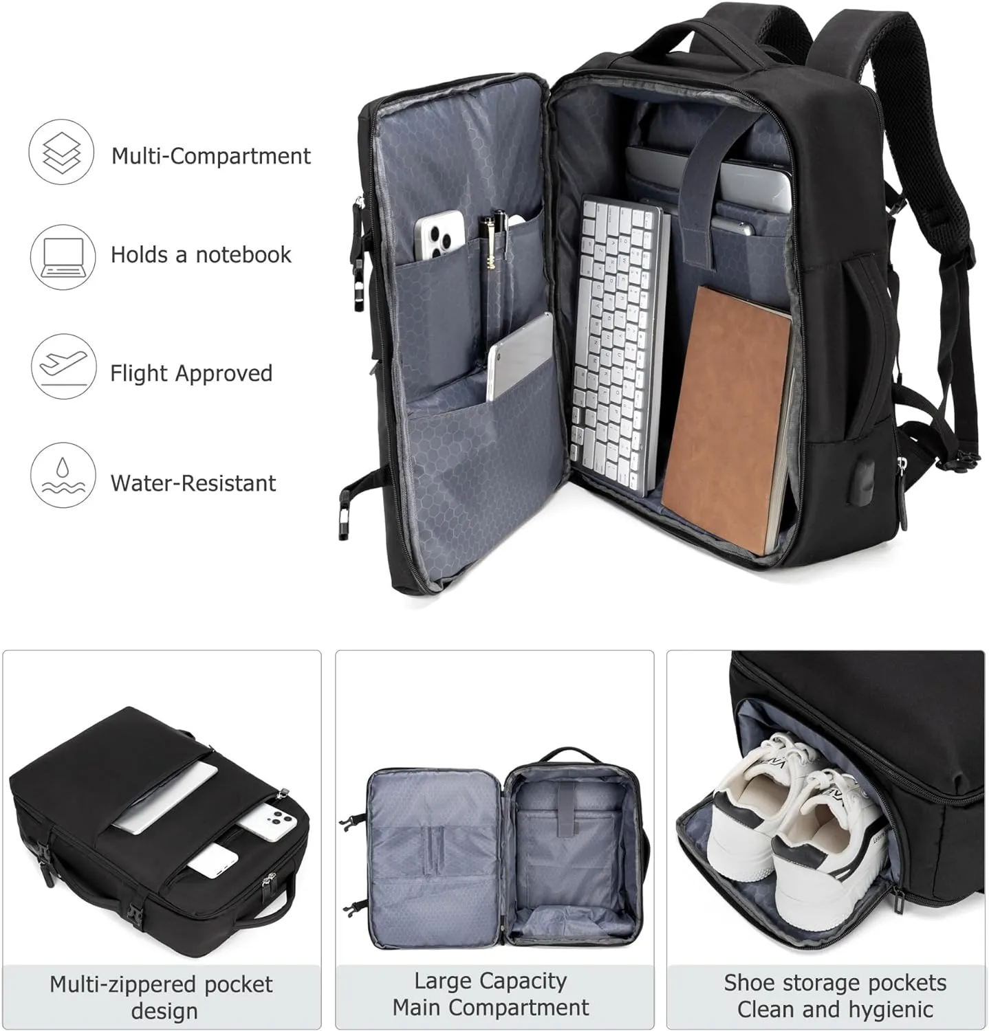 feilario 2 Piece Set 24in Aluminium Frame Hardside Spinner Wheel Luggage, Built-In TSA lock Carry on Suitcase with Cup Holder & Phone Holder