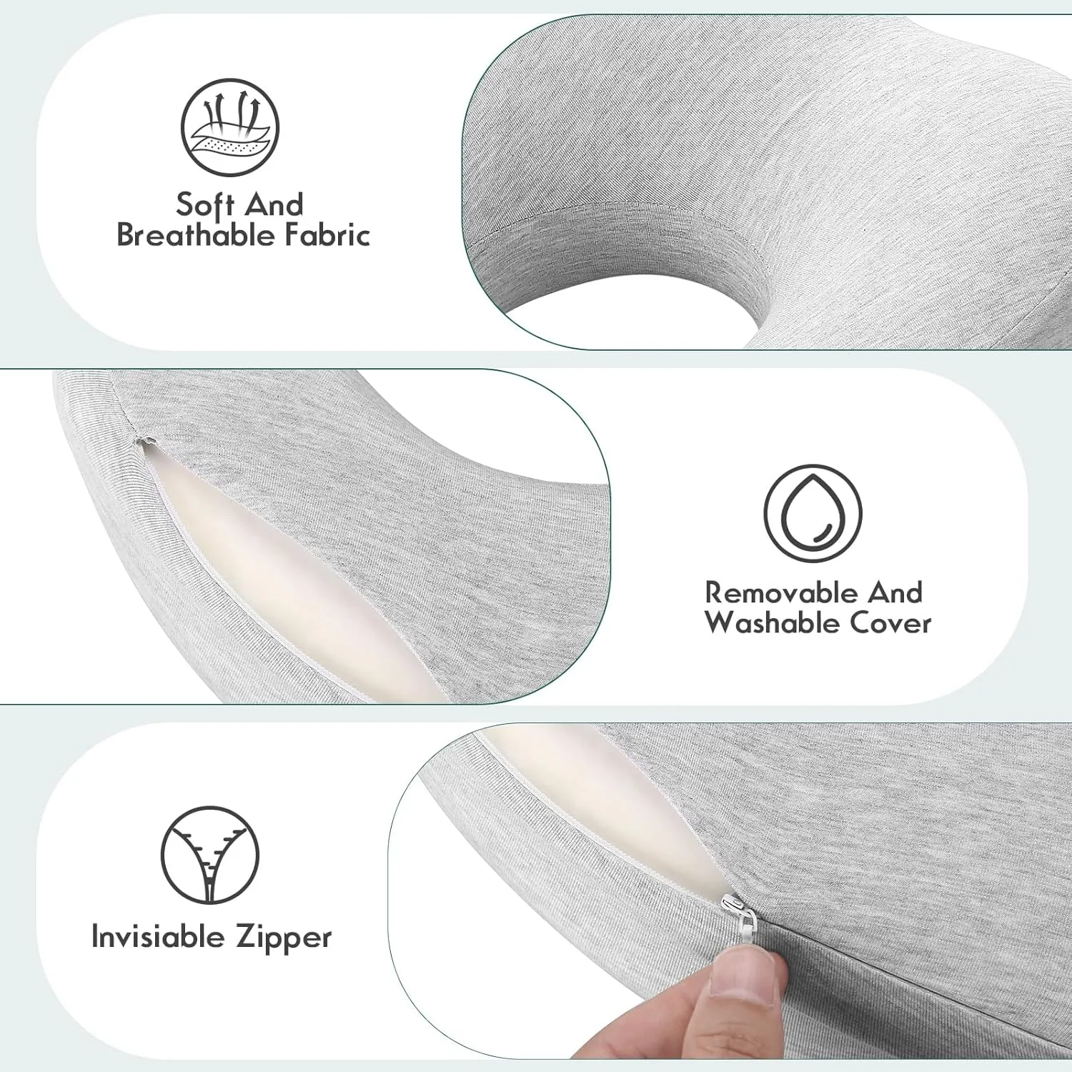 Fghjke® Desk Napping Pillow, Best for Prone Face-Down Resting, or Contoured Post-Eye Surgery Support (Light Grey)