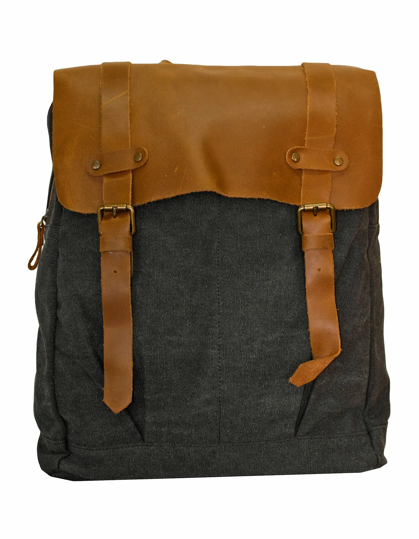 Fino SL-005 Canvas 13" Laptop Backpack with Genuine Leather Flap