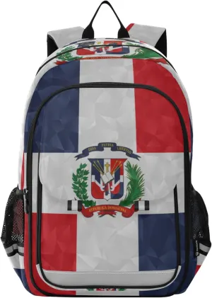 Fisyme Dominican Republic Flag School Backpack Laptop Backpack Bags Bookbag Travel Casual Computer Notebooks Daypack