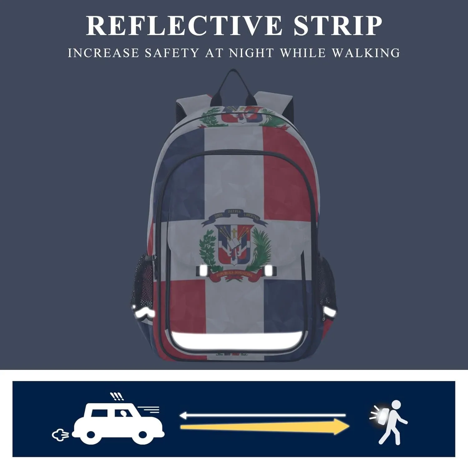 Fisyme Dominican Republic Flag School Backpack Laptop Backpack Bags Bookbag Travel Casual Computer Notebooks Daypack