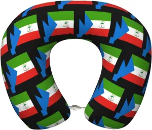 Flag Map of Equatorial Guinea Neck Pillow Memory Foam U-Shaped Travel Neck Pillow for Airplanes Car Home