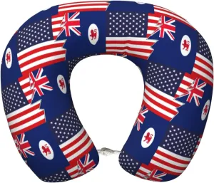 Flag of Tasmania and America Neck Pillow Memory Foam U-Shaped Travel Neck Pillow for Airplanes Car Home